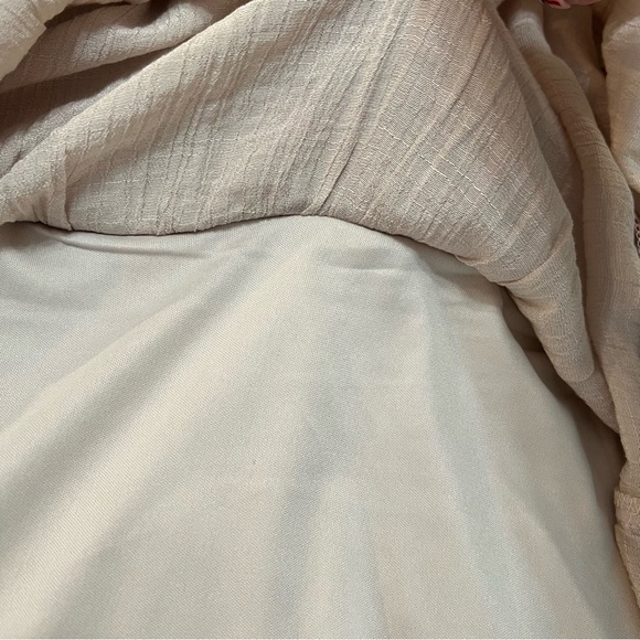 Fig + Flower Tan Midi Dress with Burgundy Pink Embroidery. Size Large. - Picture 13 of 16